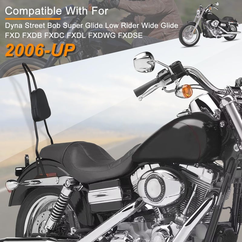 AUFER Detachable Black Passenger Backrest Sissy Bar With Back Rest Pad Compatible With For Dyna Street Bob Super Glide Low Rider Wide Glide FXD FXDB FXDC FXDL FXDWG FXDSE 2006-UP - Image 4